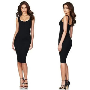 NWT NOOKIE Passion Midi Dress in Black Size XS LBD Party Cocktail Sexy Pinup